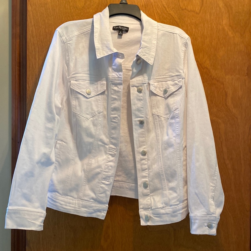 Denim Jacket 1X White Stretch Kim Rogers Curvy